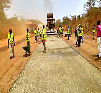 Work in Progress... Construction workers making progress on the Rehabilitation of Ilorin -Jebba -Mokwa-Birnin -Gwari-Kaduna-Road in Kwara State first awarded in 2013 but poorly funded until releases were made from the 2016 budget which has made possible the engagement of 350 local staff and deployment of 100 sets of equipment