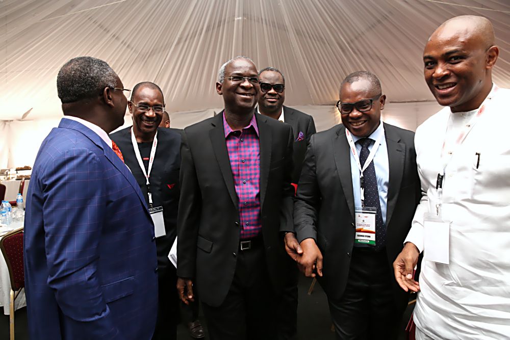 Hon. Minister of Power, Works & Housing, Mr Babatunde Fashola, SAN (middle), Director, Eko DisCo , Mr George Etomi (2nd Left), and others during the Eleventh Monthly Meeting with Sectoral Participants  in the Power Sector hosted by Ikeja DisCo and Egbin  Power Plc at the  TCN Ikeja West Transmission Station, Ayobo, Ipaja ,Lagos State on Monday  9th, January 2016