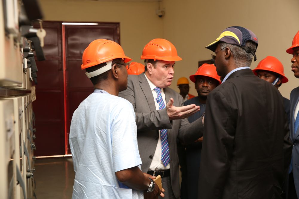 Hon. Minister of Power, Works & Housing, Mr Babatunde Fashola, SAN (right), Managing Director, Ibadan Electricity Distribution  Company Plc  (IBEDC) , Mr. John Donnachie(middle) and Deputy Managing Director, IBEDC , Engr. John Ayodele(left) inspecting the IBEDCâ€™s Control Room  during the 12th Monthly Meeting with Sectoral Participants in the Power Sector hosted by IBEDC Plc  at the Olorunsogo Injection Substation, Akanran, Lagos-Ibadan Expressway, Ibadan, Oyo State on Monday 13th, February 2017