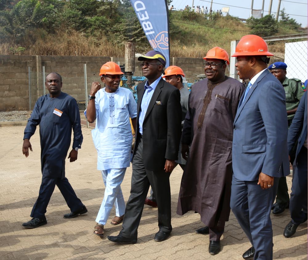 Hon. Minister of Power, Works & Housing, Mr Babatunde Fashola, SAN(middle), the Minister of State in the Ministry, Hon. Mustapha Baba Shehuri(2nd righjt) , Chairman, Ibadan Electricity Distribution  Company Plc (IBEDC), Dr. Olatunde Ayeni(left) and Deputy Managing Director, IBEDC, Engr. John Ayodele (2nd left) inspecting the IBEDCâ€™s  Control Room  during the 12th Monthly Meeting with Sectoral Participants in the Power Sector hosted by IBEDC Plc  at the Olorunsogo Injection Substation, Akanran, Lagos-Ibadan Expressway, Ibadan, Oyo State on Monday 13th, February 2017