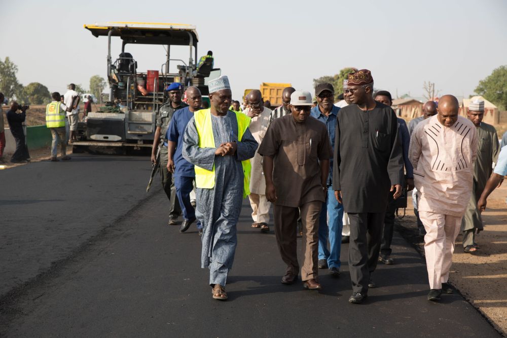 Minister of Power, Works & Housing, Mr Babatunde Fashola, SAN (2nd right),Zonal Director North -West, Engr.Busari Olalekan (2nd left), Federal Controller of Works, Kaduna, Engr. Saad Tukur (left), Director Highways,Â Construction and Rehabilitation, Engr. Femi Oguntominiyi, (right)Â andÂ othersÂ during the Ministers inspection tour of the ongoing Emergency Repairs of Kaduna - Abuja Expressway, Kaduna on Friday 10th, February 2017