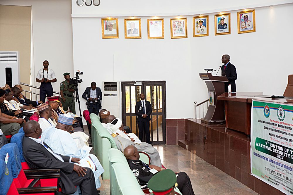 Hon Minister of Power Works  Housing Mr Babatunde FasholaSANright delivering his presentation on 