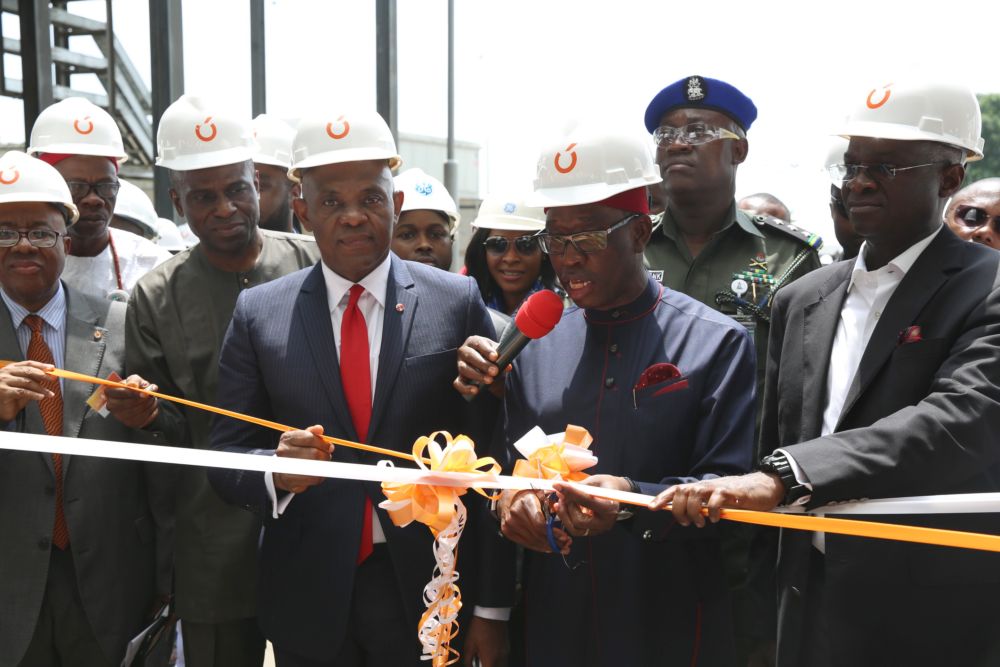 Hon Minister of Power Works  Housing Mr Babatunde Fashola SANright Permanent Secretary Power in the Ministry Mr Louis EdozienleftGovernor of Delta State Dr Ifeanyi Okowa2nd right and Chairman Transcorp Power Limited Mr Tony Elumelu2ndleft during the Commissioning of the 115 MW Gas Turbine 15 shortly before the 13th Monthly Meeting with Sectoral Participants in the Power Sector hosted by Transcorp Power Ltd in Ughelli Delta State on Monday 13th March 2017