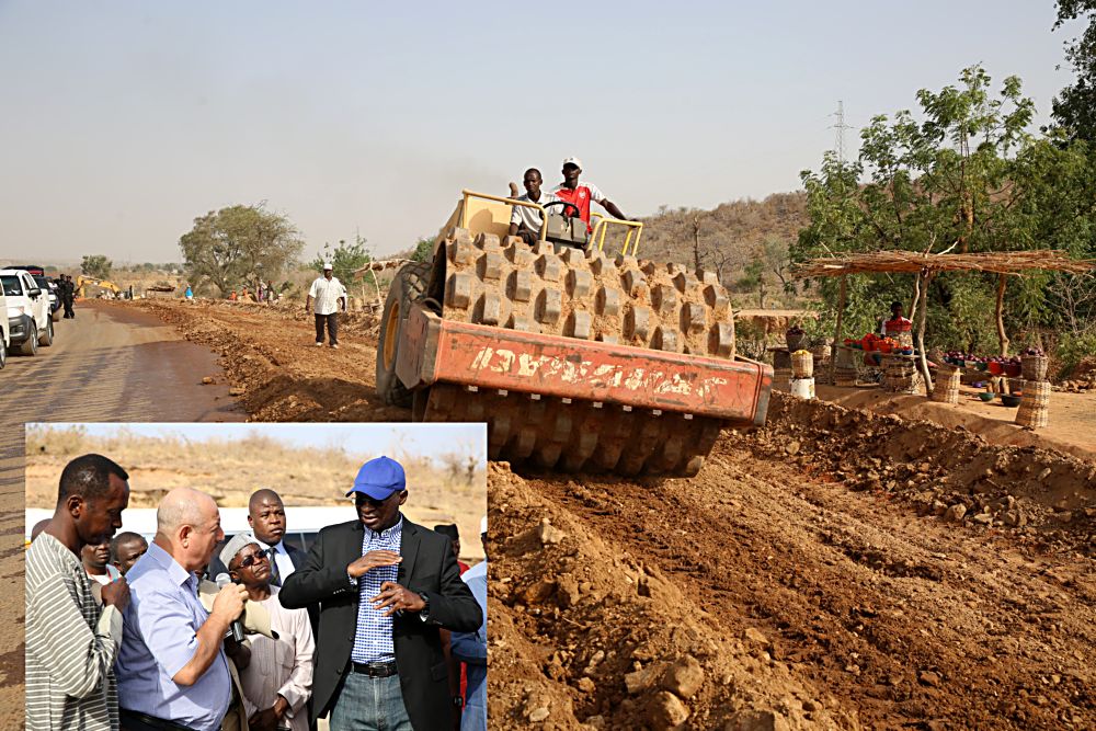 The ongoing rehabilitation work on the Gombe  Numan Yola Road Phase ll GombeKaltungo Federal HighwayINSET Hon Minister of Power Works  Housing Mr Babatunde FasholaSANright Federal Controller of Works Gombe State Engr Rugba Emenoge left Federal Controller of Housing Taraba State TPL Pius Eneji2nd right Managing Director Messrs Triacta Nigeria Limited Mr Elie Farhat2nd left and others during the Hon Ministers inspection tour of the Rehabilitation of Gombe Numan Yola Road Phase llGombeKaltungo in Gombe State on Friday 17 March 2017