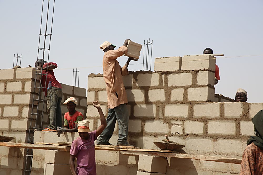 A cross section of the ongoing construction work of the 2bedroom Semi Detached Bungalows as part of the National Housing Programe of the Federal Government in Gombe State  during the HonMinister s inspection tour of the National Housing Programme site  on Day Three of his inspection tour of Highway Projects in the North East Zone on Saturday 18th March 2017