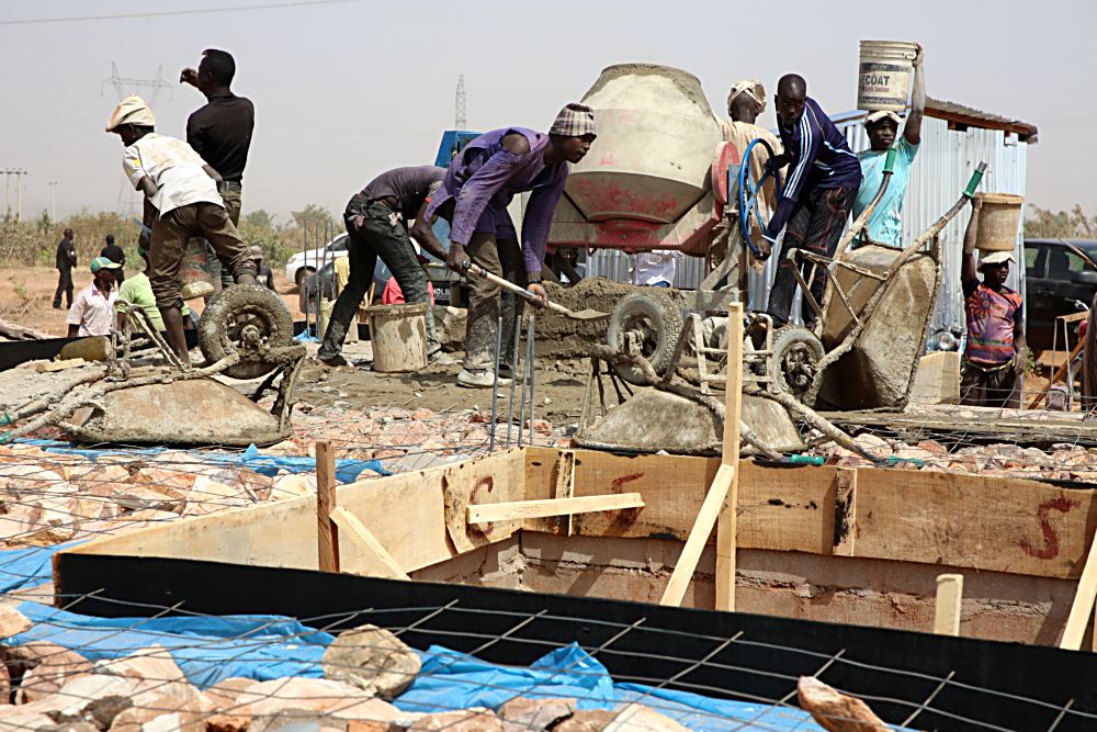 A cross section of the ongoing construction work of the 2bedroom Semi Detached Bungalows as part of the National Housing Programe of the Federal Government in Gombe State  during the HonMinister s inspection tour of the National Housing Programme site  on Day Three of his inspection tour of Highway Projects in the North East Zone on Saturday 18th March 2017