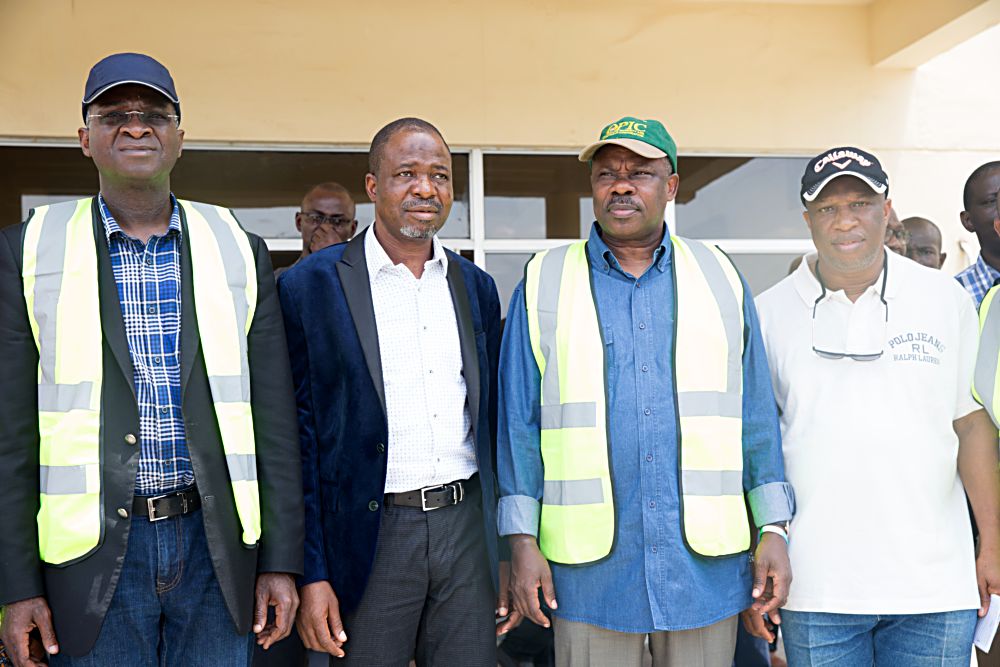 Hon Minister of Power Works  Housing Mr Babatunde Fashola SAN leftGovernor of Ogun State Sen Ibikunle Amosun2nd rightDirector Highways Construction and Rehabilitation Engr Yemi Oguntominiyiright and Managing DirectorCEOPacific Energy Company Limited Mr MA Afini 2nd leftduring the HonMinister s inspection tour of the Olorunsogo Power Plant t in Ogun State on Day Three  of his inspection tour of Highway Projects in the South West  Zone on Saturday 25th March 2017