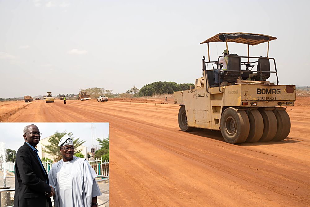 The ongoing construction work on the Oyo Ogbomosho Road INSET Hon Minister of Power Works  Housing Mr Babatunde FasholaSANright and Governor of Oyo State Senator Abiola Ajimobileft during the Hon Ministers courtesy call while on an  inspection tour of the  ongoing construction work on the  Oyo Ogbomosho Federal HighwayOyo State on Day Two of his inspection tour of Highway Projects in the South West Zone of the country on  Friday 24 March 2017