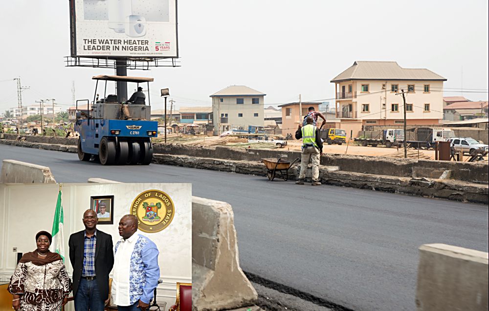 The ongoing  Rehabilitation Reconstruction and Expansion of Lagos Ibadan Expressway Section IShagamu Lagos INSET Hon Minister of Power Works  Housing Mr Babatunde FasholaSANmiddle Governor of Lagos State Mr Akinwunmi Amboderight and Deputy Governor of Lagos Dr Idiat Oluranti Adebuleleft during the Hon Ministers courtesy call after an  inspection tour of the  ongoing  Rehabilitation Reconstruction and Expansion of Lagos Ibadan Expressway Section IShagamu Lagos on Day Three of his inspection tour of Highway Projects in the South West Zone of the country on  Saturday 25th March 2017