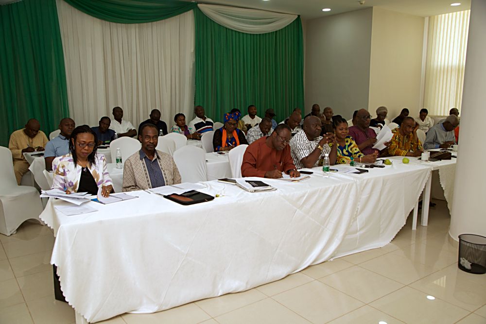 Hon Minister of Power Works  Housing Mr Babatunde Fashola SANright speaking  with Journalists shortly after Day One of the 3Day Retreat for Heads of Departments  Agencies under the Federal Ministry of Power Works  Housing at the Cedar Estate  Abuja on Thursday 18th  May 2017