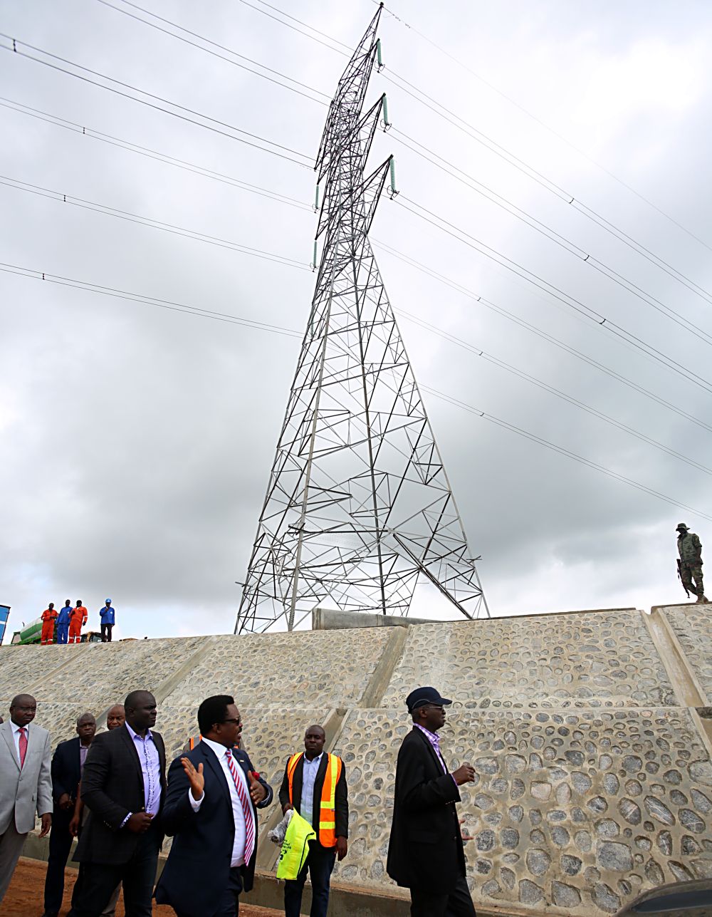 Hon Minister of Power Works  Housing Mr Babatunde Fashola SANleft and Managing Director  Niger Delta Power Holding Company LimitedNDPHC  Mr Chiedu Ugboright inspecting one of the reinforced Transmission Towers at Amechi Community shortly before the 16th Monthly Meeting with  Sectoral Participants in the Power Sector hosted by the Niger Delta Power Holding Company LimitedNDPHC at the Ugwuaji 330132KV Transmission SubStation Enugu State on Monday 12th  June 2017