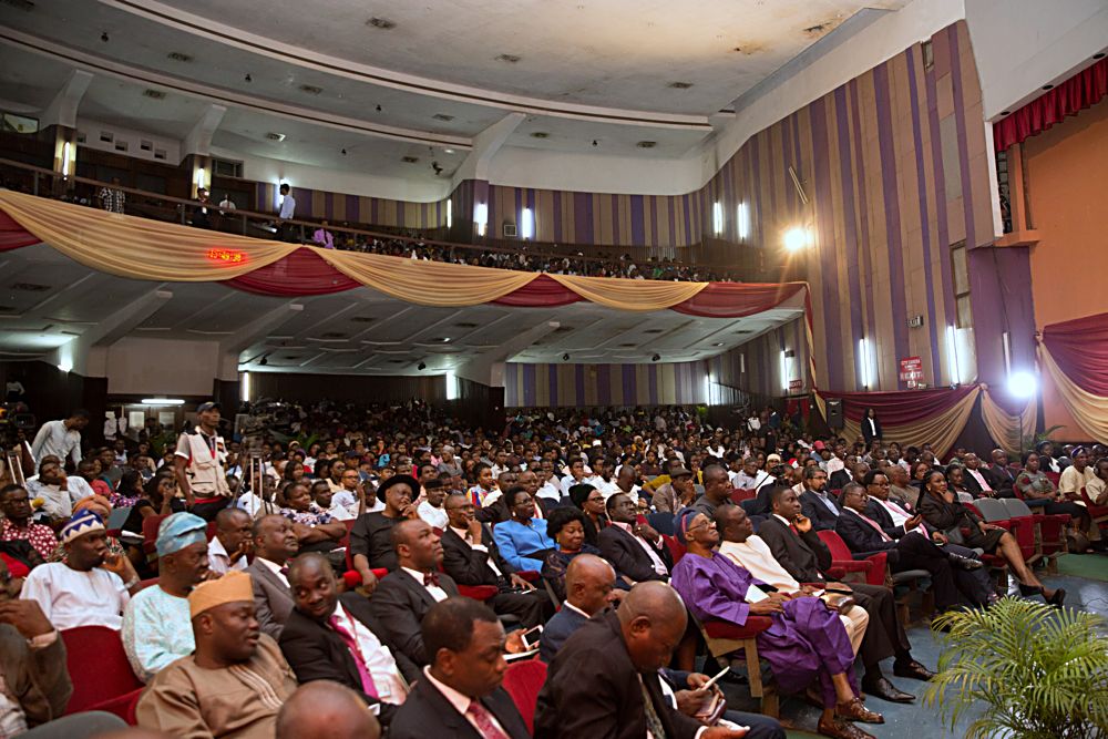 Cross Section of the audience as the Hon Minister of Power Works  Housing Mr Babatunde FasholaSANright delivers a lecture on the topic Power Sector Reforms  Challenges and the Way Forward at the Department of Economics 2017 Distinguished Public Lecture Series held at the JF Ade Ajayi Auditorium Former Main Auditorium University of Lagos on Thursday 13th July 2017