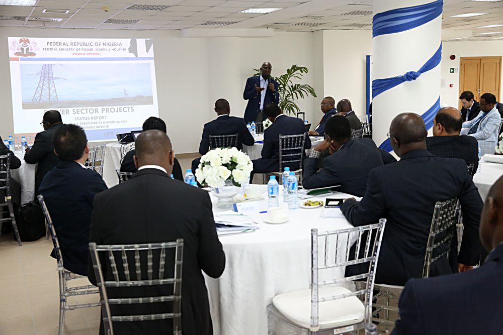 Hon Minister of Power Works  Housing Mr Babatunde Fashola SAN right making a presentation on the Power Sector during the Nigeria Industrial Policy and Competitiveness Advisory Councils Critical Infrastructure Stakeholder Session on Power Road  Broadband at the KPMG Tower  Victoria Island Lagos on Thursday 17th August 2017