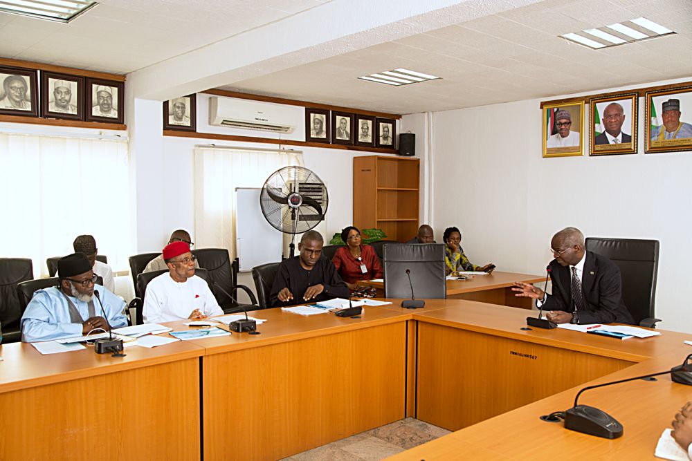 Hon Minister of Power Works  Housing Mr Babatunde Fashola SAN right  Permanent Secretary PowerEngr Louis Edozien2nd right  President  Manufacturers Association of NigeriaMAN Mr Frank Jacobs2nd left Vice President MAN Engr Ibrahim Usman left duringa courtesy visit to the Hon Minister to discuss issues relating to Infrastructure and Made in Nigeria products at the Ministry of Power Works  Housing Headquarters Mabushi Abuja on Monday 25thSeptember 2017