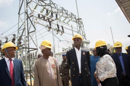 Hon Minister of Power Works  Housing Mr Babatunde FasholaSAN2nd rightMinister of StateSurv Hassan2nd left MDCEO Benin Electricity Distribution CompanyMrs Funke Osibodurightduring the commissioning of the New 2 x 15 MVA 3311KV Injection Substation at Asaba Mains in Delta State on Monday 13th November 2017