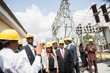 Hon Minister of Power Works  Housing Mr Babatunde FasholaSAN2nd leftMDCEO Benin Electricity Distribution CompanyMrs Funke Osibodu2nd leftManaging Director Eko Electricity Distribution company Engr Oladele Amodaright and Chief Technical Officer BeninElectricity Distribution Company Ashok Acharyaleftduring the commissioning of the New 2 x 15 MVA 3311KV Injection Substation at Asaba Mains in Delta State on Monday 13th November 2017