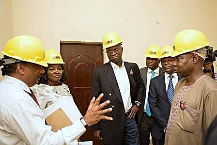 Hon Minister of Power Works  Housing Mr Babatunde FasholaSAN2nd leftMinister of StateSurv Suleiman Zarma Hassanright Commissioner for Power  EnergyDelta State Mr Newworld Safugha2nd rightManaging Director Eko Electricity Distribution company Engr Olu Amodaright and Chief Technical Officer BeninElectricity Distribution Company Ashok Acharyaleftduring the commissioning of the New 2 x 15 MVA 3311KV Injection Substation at Asaba mains in Delta State on Monday 13th November 2017