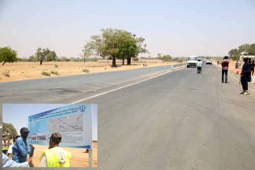 A completed section of the ongoing dualization of Kano  Katsina Road Phase 1 Kano Town at Dawanau Roundabout to Katsina State Border in Kano StateINSET Hon Minister of Power Works  Housing Mr Babatunde FasholaSAN middleFederal Controller of Works Kano State EngrUmbraDangeright andProject ManagerCCECC Nigeria Limited EngrShen Huijunleft during the Hon Ministers inspection of the ongoingdualization of Kano  Katsina Road Phase 1 Kano Town at Dawanau Roundabout to Katsina State Border in Kano Statebeing part of Highway Projects in the North West Zone on Sunday 11th March 2018