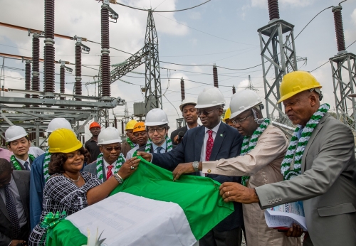 Hon Minister of Power Works  Housing Mr Babatunde Fashola SAN 3rd rightSpecial Guest of Honour Japanese Ambassador to Nigeria Mr Sadanobu Kusaoke3rdleftManaging DirectorCEO Transmission Company of NigeriaTCN MrUsman Gur Mohammed2nd rightand othersduring the commissioning of 60MVAR Capacitor Bank funded by Japanese International Cooperation Agency JICA at Apo 13233kV Transmission Substation Apo Abuja on Thursday 12 April 2018