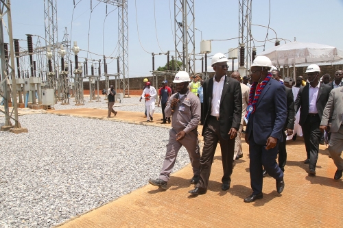 Hon Minister of Power Works  Housing Mr Babatunde Fashola SAN middle Managing DirectorCEO Transmission Company of Nigeria TCN Mr Usman Gur Mohammed right and theManager System Operation in LagosEngr Folorunsho David left during an inspection by the Hon Minister shortly after the commissioning of the New 2X60MVA 13233KVOdogunyanTransmission Substation IkoroduLagos State on Monday 7thMay 2018