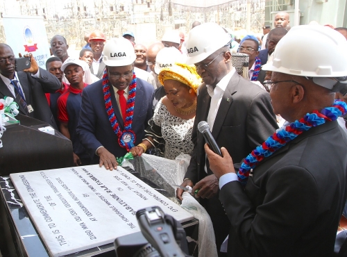 Hon Minister of Power Works  Housing Mr Babatunde Fashola SAN2ndright Managing DirectorCEO Transmission Company of Nigeria TCN Mr Usman Gur Mohammedleft Head Transmission Service Provider Engr Victor Adewunmi right and Managing DirectorCEOLAGA CE Power Ltd Mrs Rhoda Afolabi during the commissioning of the New 2X60MVA 13233KVOdogunyanTransmission Sub stationIkorodu Lagos State on Monday 7thMay 2018