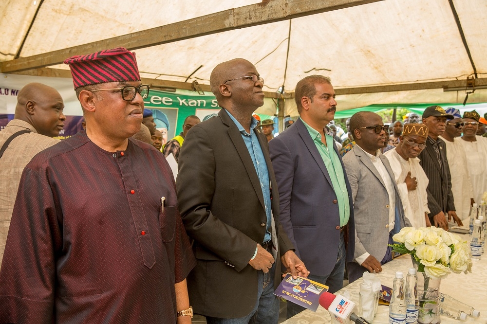 Hon Minister of Power Works  Housing Mr Babatunde FasholaSAN2nd left Senator representing Lagos East Senatorial District in the National Assembly Senator Gbenga Ashafa left House of Representatives member representing Ikorodu Constituency Hon Jimi Bensonright and representative of the Managing Director Arab Contractors Nigeria Limited Mr Wael Salem 2nd right during the flag off of the Rehabilitation of Ikorodu Shagamu road in LagosOgun States at KM 2Ikorodu Shagamu Road on Monday 21st May 2018