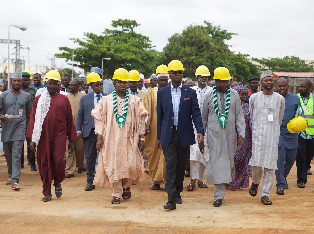 Hon Minister of Power Works  Housing Mr Babatunde FasholaSANmiddleManaging Director CEO Transmission Company of Nigeria Mr Usman Gur Mohammedright representative of the Governor of Kaduna State  Permanent Secretary of the Ministry of Rural and Community DevelopmentMallam Mahmud Zailanileftand others shortly before the commissioning of the 2 x 60MVA 132 33kv Transformers at the Power Station Kakuri Kaduna State on Monday 11th June 2018