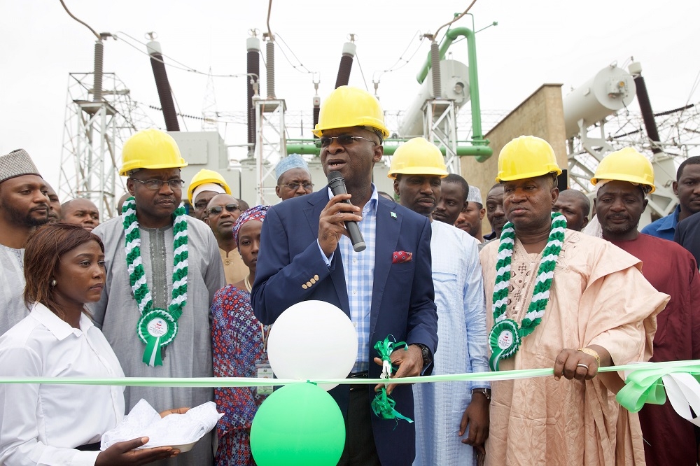 Hon Minister of Power Works  Housing Mr Babatunde FasholaSANmiddleManaging Director CEO Transmission Company of Nigeria Mr Usman Gur Mohammedright and representative of the Governor of Kaduna State  Permanent Secretary of the Ministry of Rural and Community DevelopmentMallam Mahmud Zailanileftduring the commissioning of the 2 x 60MVA 132 33kv Transformers at the Power Station Kakuri Kaduna State on Monday 11th June 2018