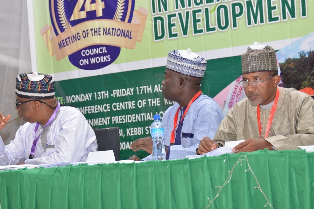 Council members deliberating on the submission from the various Thermatic Group reports at the National Council on Works holding at Kebbi State  Photos by Bose from Press Department of the Ministry