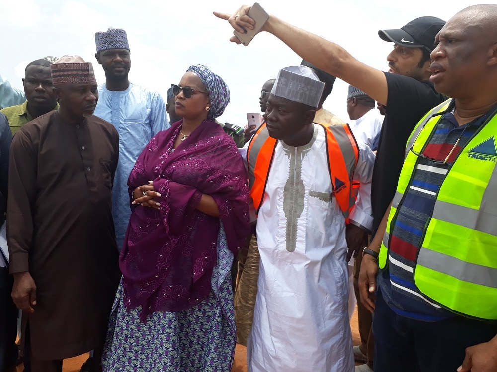 Inspection of damaged WuroGandi Bridge Section CH 54900 Michika  Madagali Road Adamawa State by Senator Binta Masi Garba representing Adamawa North Senatorial Zone Engr Yemi Oguntominiyi Director Highway Construction and Rehabilitation Dr Famous Eseduwo Director Planning Research and Statistics Engr MR Muhammad Director HNE Engr Salihu A O Federal Controller Adamawa State and other staff of the Federal Ministry of Power Works and Housing on the 26th of August 2018