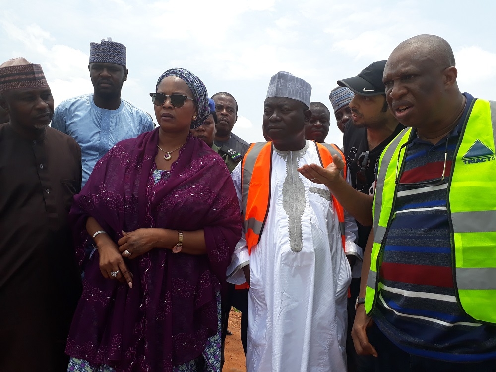 Inspection of damaged WuroGandi Bridge Section CH 54900 Michika  Madagali Road Adamawa State by Senator Binta Masi Garba representing Adamawa North Senatorial Zone Engr Yemi Oguntominiyi Director Highway Construction and Rehabilitation Dr Famous Eseduwo Director Planning Research and Statistics Engr MR Muhammad Director HNE Engr Salihu A O Federal Controller Adamawa State and other staff of the Federal Ministry of Power Works and Housing on the 26th of August 2018