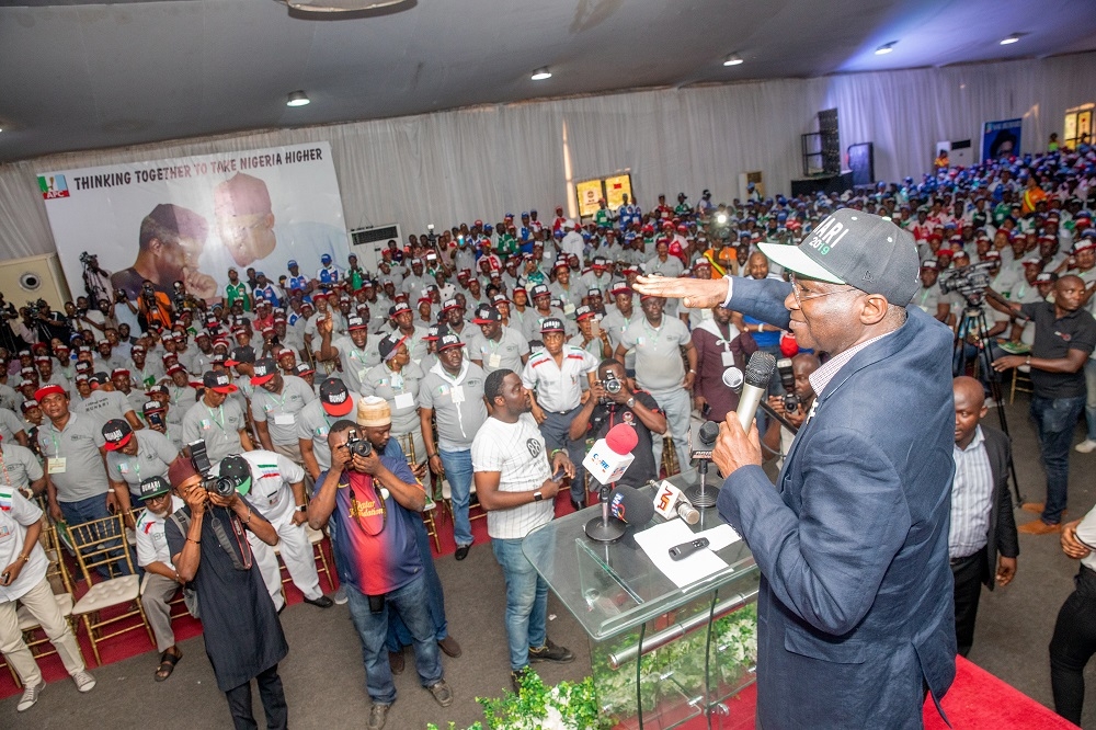 ALL FOR PMB 2019 Cross section ofthe 5000 Foot Soldiers drawn from the 377 Wards in Lagos State to complement the activities of the All Progressives Congress for the reelection of President Muhammadu Buhari and Vice President Prof Yemi Osinbajo SAN during their inauguration at The Haven Event Centre Ikeja Lagos on Tuesday 20th November 2018