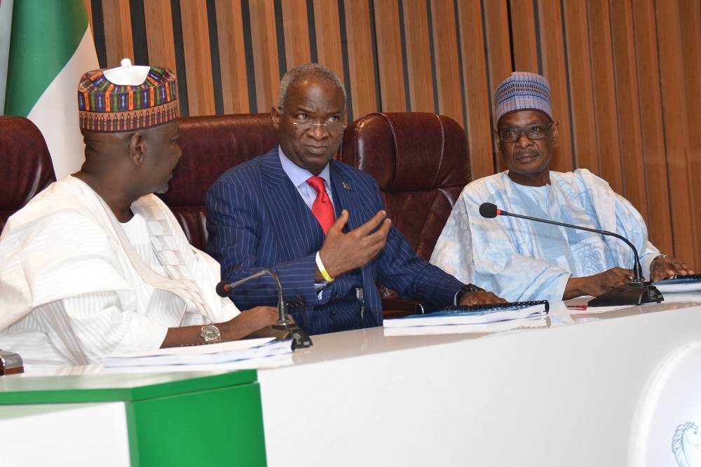 The Honourable Minister of Works and Housing  Hon Babatunde Fashola  SAN  and the Minister of State  Abubakar D  Aliyu resumes office at the Ministry s Headquarter  Mabushi Abuja with the Permanent Secretary and staff of the Ministry in attendance on the 21st of August  2019