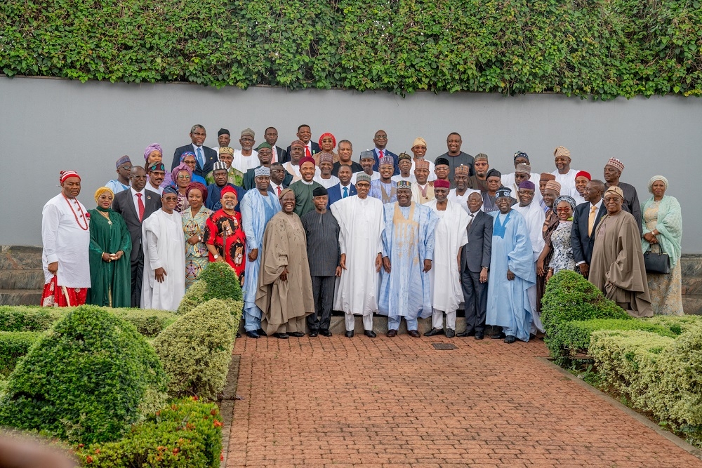 President Muhammadu Buhari in a group photograph with members of the newly constituted Federal Executive Council shortly after the inauguration ceremony at the Presidential Villa in Abuja on Wednesday  21st August 2019