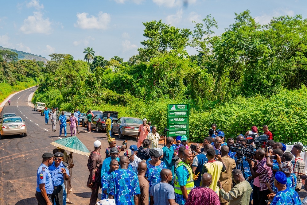 Hon  Minister of Works   Housing  Mr Babatunde Fashola SAN speaking with the journalists shortly after  the Official Commissioning of the 6KM Road Network in Ilara  Mokin  Akure  Ondo State constructed by Chief Ade Ojo on Saturday  9th November 2019