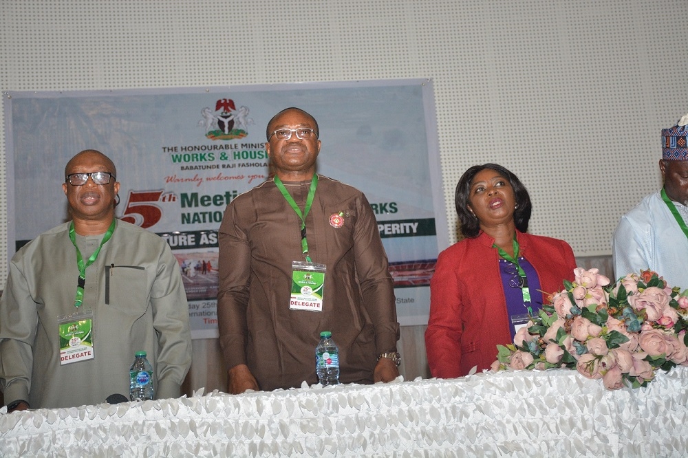 The Permanent Secretary Ministry of Works and Housing ably represented by Engr Uzor C O giving the opening remarks at the meeting of Permanent Secretaries at the 25th Meeting of the National Council of Works holding in Calabar Cross River State on the 27th November 2019