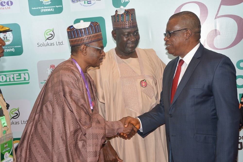 The Honourable Minister of Works and Housing ably represented by the Minister of State Engr  Abubakar D  Aliyu  FNSE  the Executive Governor of Cross River State ably represented by the Deputy Governor  Prof  Ivara Esu  the Permanent Secretary  Ministry of Works and Housing Mohammed Bukar  the Permanent Secretary  Cross River State Ministry of Works  Dr  Mrs  Ihort G C Achu  the Director  Planning  Research and Statistics Department  FMW H Dr  Famous S  Eseduwo and other dignitaries at the formal opening ceremony of the 25th Meeting of the National Council on Works holding in Calabar  Cross River on the 28th November  2019