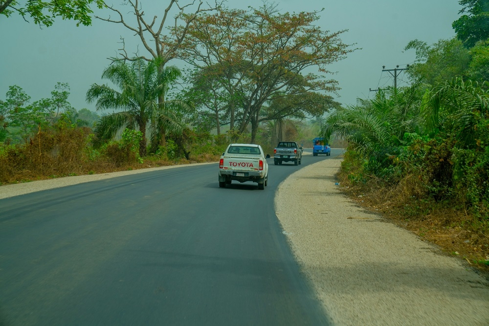 A completed section   of the ongoing   Rehabilitation of Alesi     Ugep  Iyamoyung     Ugep     Ikot Okpara Junction   in Cross River State    during an inspection tour by the  Hon  Minister of Works   Housing  Mr Babatunde Fashola SAN  on Friday  February 14th 2020