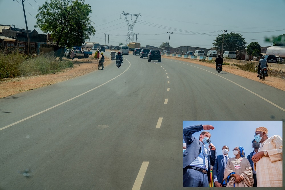 View of a completed section of theÂ Abuja -Kaduna -Zaria -Kano Dual Carriageway. INSET:Â Chief of Staff to the President, Prof. Ibrahim Gambari(right),Â Hon. Minister of Works and Housing, Mr. Babatunde Fashola,SAN (2nd right), Hon. Minister of Finance, Budget and National Planning, Mrs. Zainab Ahmed(2nd left) andÂ Managing Director, Julius Berger Nigeria Plc, Dr Lars RichterÂ (left)Â during the Inspection of the Ongoing Reconstruction of Abuja -Kaduna -Zaria -Kano Dual Carriageway in the Federal Capital Territory, Kaduna and Kano States on Thursday 19th, November 2020