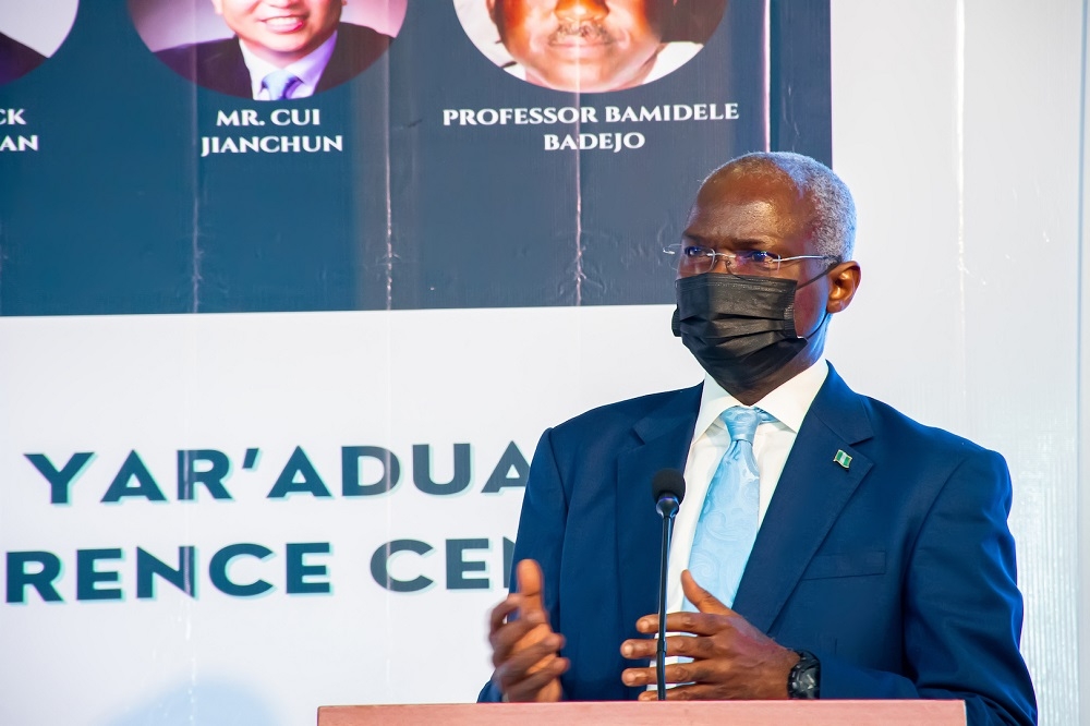 Hon. Minister of Works and Housing, Mr. Babatunde Fashola, SAN making his presentation on the sub-theme, &quot;Investment Opportunities in Transport Infrastructure,&quot; at the 2-Day National Conference on Transportation Development Financing in Nigeria, organized by the Nigerian Institute of Transport Technology (NITT), Zaria in collaboration with the Federal Ministry of Transportation  at the Shehu Musa Yar&#039;Adua Centre, Abuja on Tuesday, 17th July 2021. 