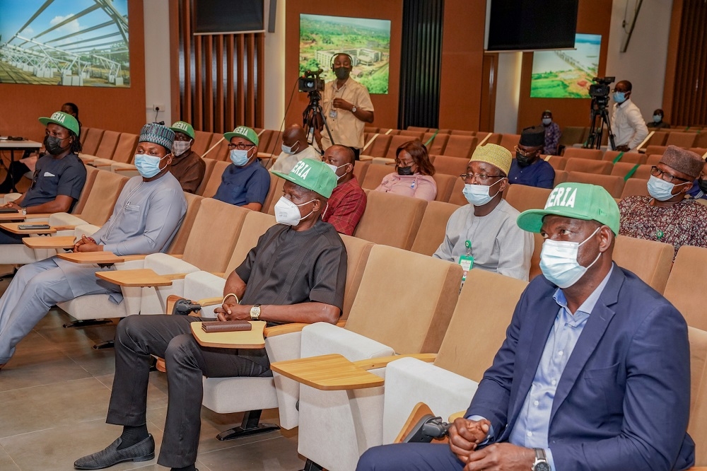 Members of the 1994 Super Eagles Team that won the African Nations Cup in Tunisia, tagged Tunisia &#039;94 , Mr Augustine Eguavoen (right), Mr Alloy Agu (2nd right), Mr Daniel Amokachi (2nd left) and Mr Victor Ikpeba (left) shortly after a courtesy visit by the 1994 Super Eagles Team led by the then Captain, Mr Augustine Eguavoen  at the Ministry of Works and Housing, Headquarters, Mabushi, Abuja on 30th September 2021