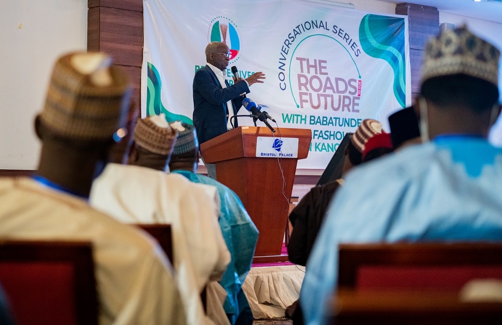 Hon. Minister of Works and Housing, Mr. Babatunde Fashola, SAN making his Presentation on the theme,  &quot;Progressive Mission : The Road to Our Future &quot; during the Special Ministerial Conversation organized by the APC Progressives Youth Wing at the Main Hall of the Bristol Palace Hotel, Farm Centre, Kano, Kano State on Thursday, 27th January 2021