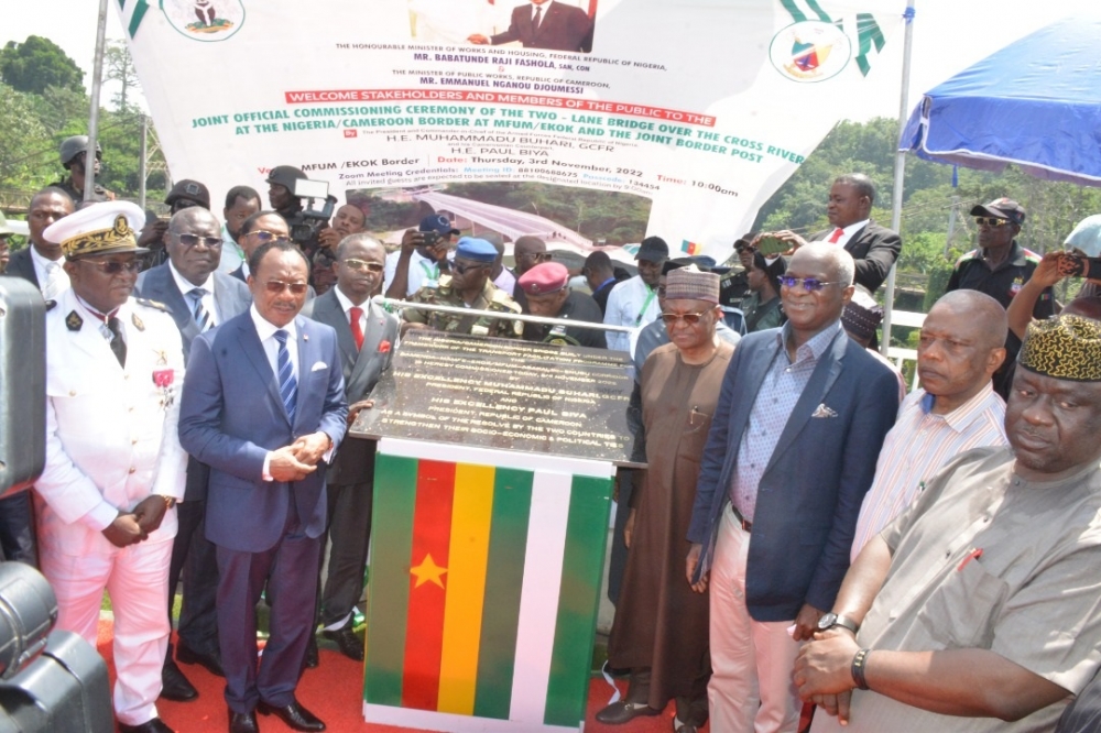 Joint Commissioning of the newly constructed two-lane Border Bridge over the Cross River at the Nigeria-Cameroon Border at Mfum/Ekok on Thursday, 3rd November 2022