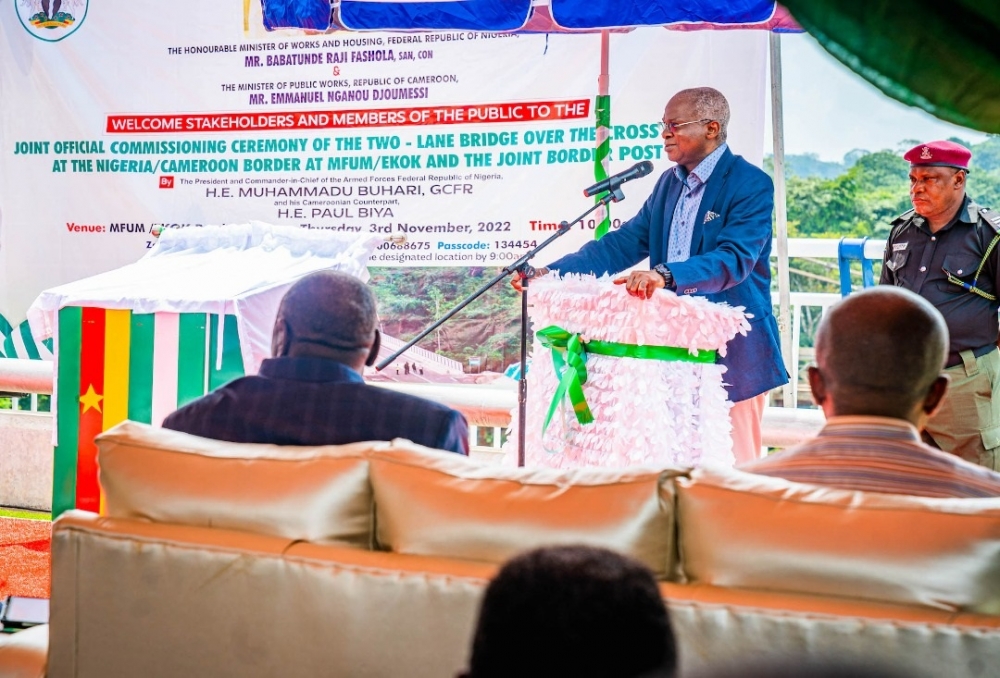 Joint Commissioning of the newly constructed two-lane Border Bridge over the Cross River at the Nigeria-Cameroon Border at Mfum/Ekok on Thursday, 3rd November 2022