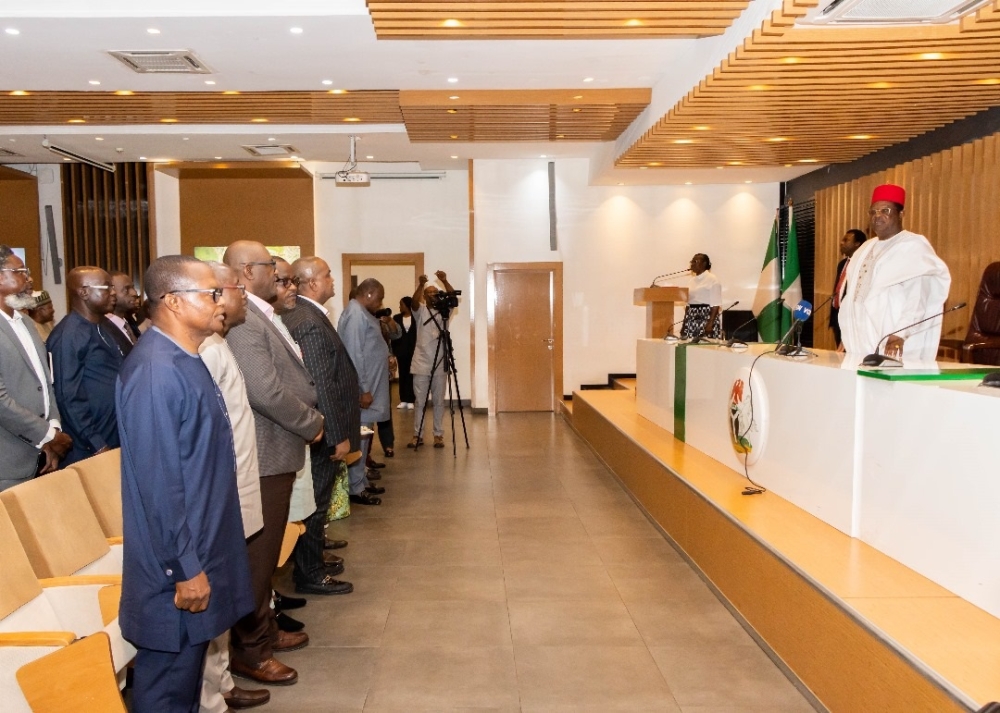 MINISTER OF WORKS, H.E, DAVID UMAHI AT THE OFFICIAL ASSUMPTION OF OFFICE