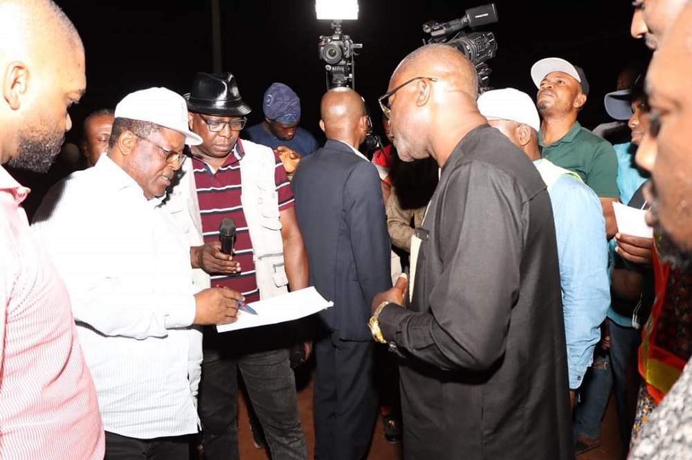 Honourable Minister, Federal Ministry of Works, H.E. Sen ( Engr ) David Nweze Umahi. CON and Director Highway South South, Engr C.A Ogbuagu with some management staff at the inspection of the Dualization of Lokoja -Benin Road: Obajana Junction - Benin, Section III: Auchi – Ehor in Edo State