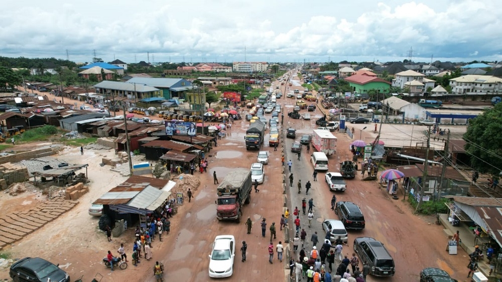 Aerial Drone Shot of the Reconstruction of Benin – Sapele – Warri Road in Edo/Delta States