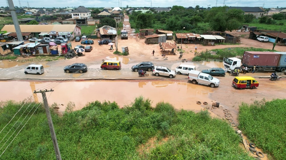 Aerial Drone Shot of the Reconstruction of Benin – Sapele – Warri Road in Edo/Delta States