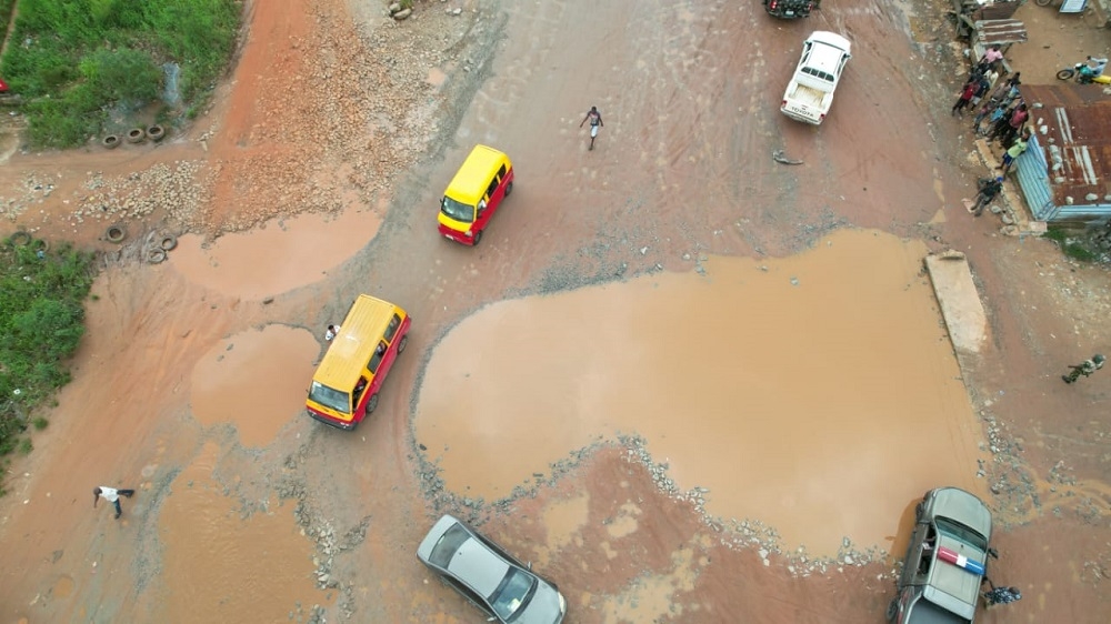 Aerial Drone Shot of the Reconstruction of Benin – Sapele – Warri Road in Edo/Delta States