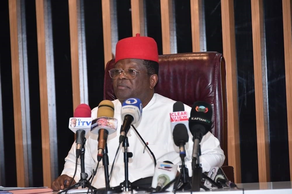 Honourable Minister of Works, H.E Senator (Engr) David Nweze Umahi inaugurating the "Road Transport Team" in the Ministry's Conference Room, Federal Ministry of Works, Mabushi